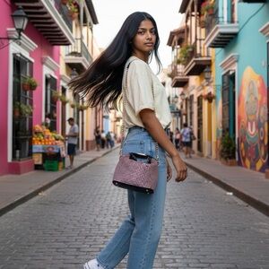 Stylish Pink Houndstooth Women's Bag